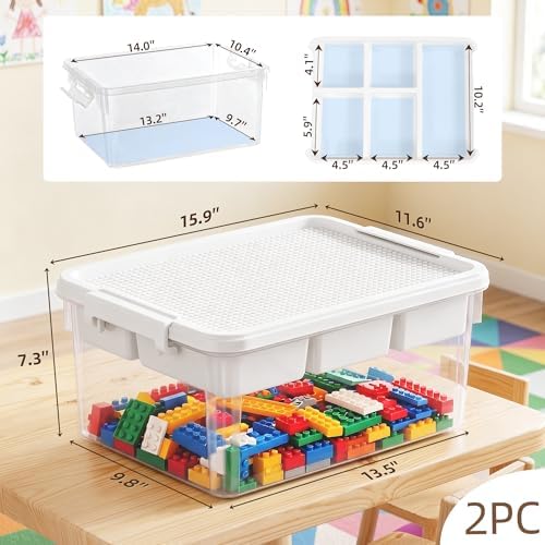 Citylife 17QT 2-Pack Toy Organizer Craft Storage Buildable Lid Movable Tray