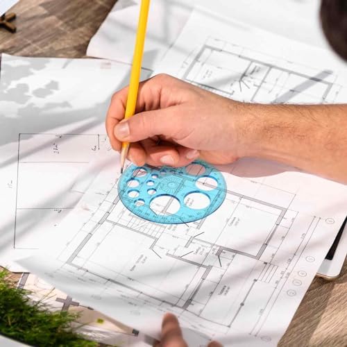 Circle Template for Drawing, Plastic Circle Stencil Geometric Circle Ruler for Drafting, Large and Small Circle Drawing Tool for School Office Supplies