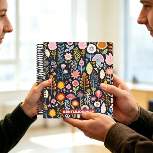 Hardcover Sketchbook,7.2"x 8.3"Spiral Bound Drawing Pad,Vintage Folk Floral
