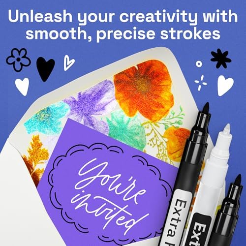 ARTISTRO 6 Black & White Acrylic Paint Pens – 0.7mm Extra-Fine Tip Markers – Paint Pens for Crafts, Rock Painting, Glass, Wood, Canvas, DIY Art