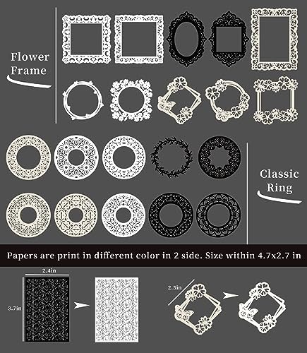 80 Pieces Cutout Scrapbook Paper Vintage Lace Scrapbooking Supplies Window Frames Decorative Paper Aesthetic Scrapbook Materials for Journaling Supplies Album Embellishment DIY Crafts Gift