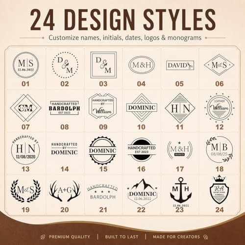 KAINSY Custom Leather Stamp Personalized Leather with Logo Text Hammer Press Leathercrafting Tool Metal Brass Embossing Stamp for Leather Craft Deep Engravings Gift Craftman Dad Husband Boyfriend