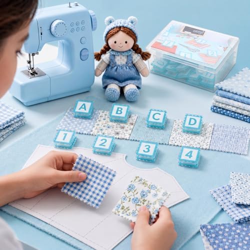 Crtiin 36 Pcs Sewing Clips for Fabric Set with Storage Box, Blue