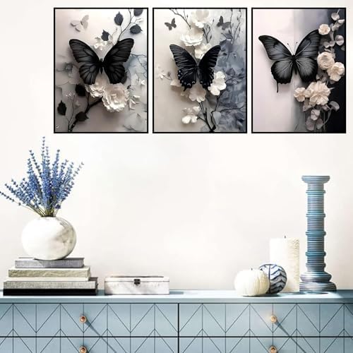 Benjenes 3PCS Butterfly Diamond Art Kits for Adults, Diamond Painting Kits