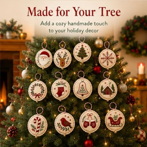 DIY Felt Christmas Ornament Kit,Hand Embroidery Christmas Ornaments kit