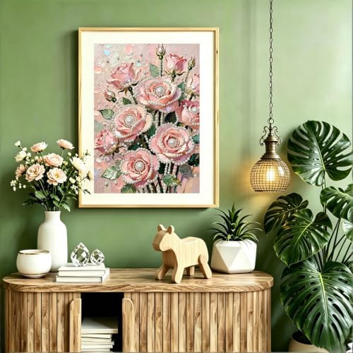 DIYBEADDOT Rose Pearl Diamond Painting Kits for Adults,Diamond Art 12x16In