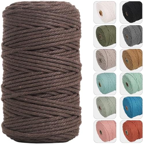 NOANTA 4mm 109yards Macrame Cord, Colored Cotton Macrame Yarn, Dark Coffee