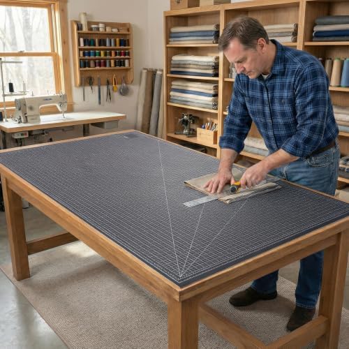 Self Healing Cutting Mat Extra Large 47 x 94 in, Large Table Protector Mat with Double Sided Black White Grid, PVC Craft Cutting Board for Rotary Cutter, Sewing, Quilting, Fabric, Vinyl, Leather