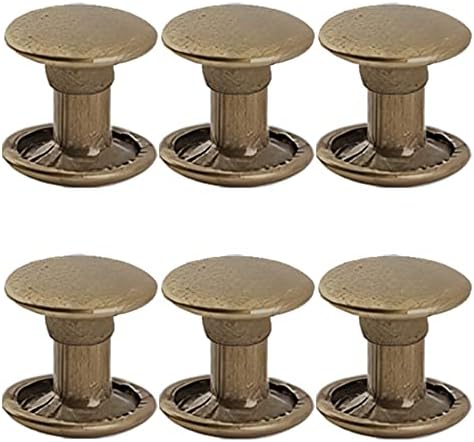 300sets Leather Rivets Double Cap Rivet Tubular Metal Studs Repairs Decoration Craft Accessories for Leather Craft Clothes Shoes Bags Belts (6mm Bronze)