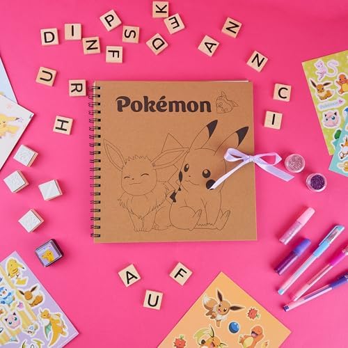 Pokemon Scrapbook Craft Kit for Kids, All-in-One Set with Gel Pens, Glitter, Sticker Sheets, Scrapbook Supplies, Art Supplies, Gifts for Kids