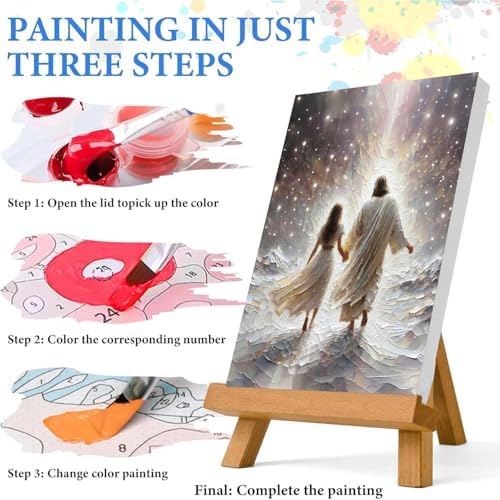Jesus Paint by Numbers Kit for Adults Framed Canvas 12X16 in, Frameworkless
