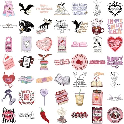 104 PCS Romance Book Stickers for Kindle- Bookish Fantasy Dragon Aesthetic Stickers for Kindle Case, Water Bottle, Scrapbook, Journal - Cute Book Lover Gifts for Adults Teens