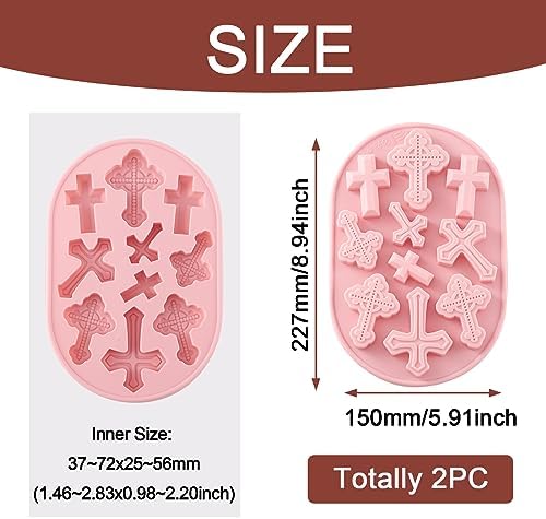 Craftdady Silicone Soap Mold 10 Cavities Cross Shaped Moulds Trays, 2 Pack for Handmade Craft Biscuit Candy Chocolate Fondant Cake UV Resin Epoxy Resin Jewelry Making