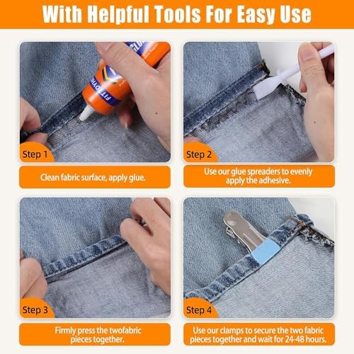 3Pcs Fabric Glue Permanent, 60 ML Washable Clear Clothing Glue, Super Fabric Glue for Rhinestones, Patches, Clothes, Denim, Leather, Polyester, Fabrics, Doll Repair, Flannel, Cotton