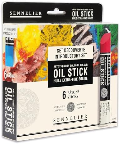 SENNELIER Oil Stick Set, Basic Introductory Colors, 6 Artist Quality Sticks, 38ml