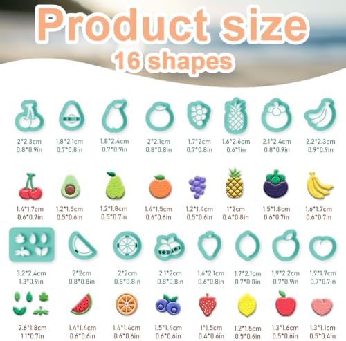 beinkmake 17Pcs Fruit Polymer Clay Cutters Pineapple Clay Earrings Cutters