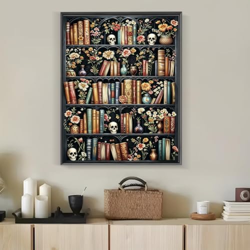 Tabszca Halloween Bookshelf Paint by Numbers Kit for Adults 16 X 20 Inch
