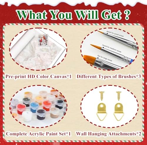 Cardinal Paint by Numbers Kit for Adults Canvas, Paint by Number Christmas