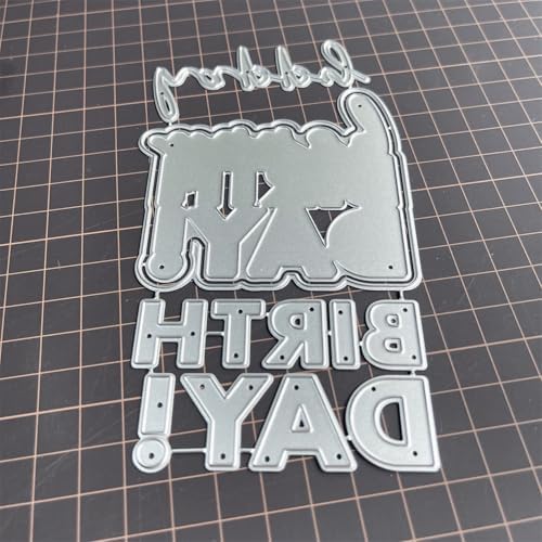 Scrapbooking Die-Cuts for Card Making, Christmas Metal Cutting Dies, Paper Craft Punch Template, Background Embossing Stencils, DIY Album Décor (Happy Birthday A)