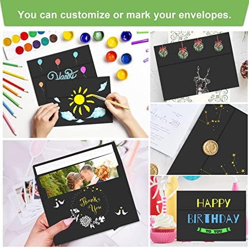 50 Packs 5x7 Envelopes, A7 5x7 Envelopes for Invitations, Printable Invitation Envelopes Self Seal for Weddings, Invitations, Photos, Greeting Cards, Mailing (Black)