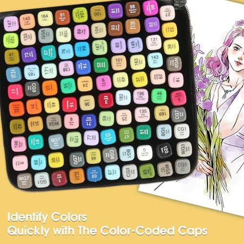 Hyrrt 100 Colors Dual Tips Alcohol Markers set for Kids Adults Coloring