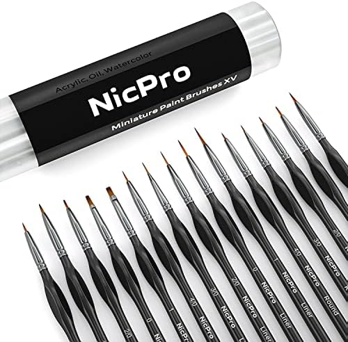 Nicpro 15 PCS Detail Paint Brushes, Miniature Paint Brushes for Detailing