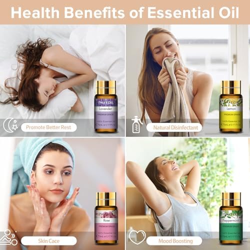 PHATOIL Essential Oil Gift Set for Diffuser, Skin Care, Massage, 15 x 5ml