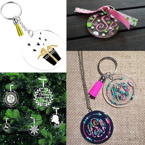120Pcs Acrylic Keychain Blanks, BetterJonny 40Pcs Square Key Tags with Key Chain Rings and Open Rings Unfinished Clear Ornament for DIY Crafting & Vinyl Projects