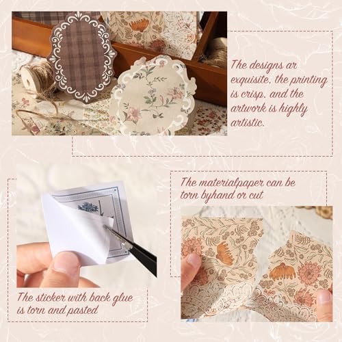 400Pcs Floral Scrapbook Supplies Kit,Junk Journal Supply for Beginner