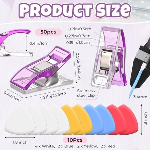 YooNotee 10 Pcs Tailors Chalk and 50 Pcs Sewing Clips Set, Fabric Markers
