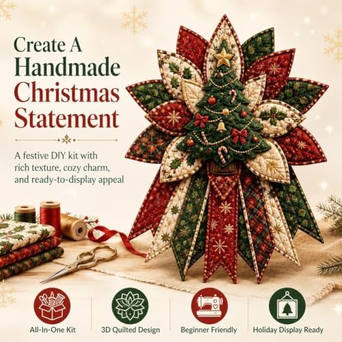 Quilted Christmas Tree Kit DIY Patchwork Sewing Set 3D Fabric Holiday Decor