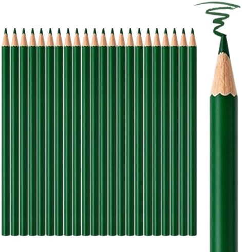 24 PCS Green Colored Pencils, Pre-sharpened Professional Wooden Art Pencils Set for Artists Painting | Premium Drawing Sketching Supplies