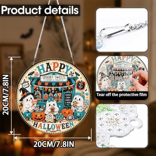 Halloween Diamond Art Hanging Kit for Adult, Diamond Art Painting 8x8inch