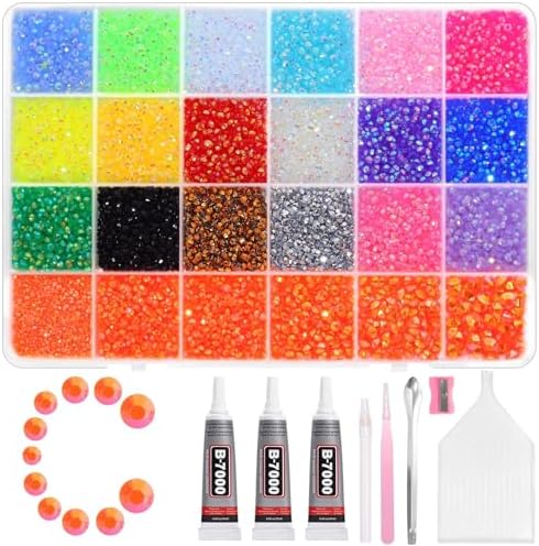 28000 Pcs Orange Color Rhinestones Bedazzling Kit, Resin Jelly Gems Set