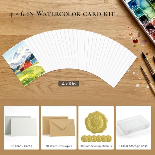 Vienrose Watercolor Cards with Envelopes 30 Pack 4x6 Blank Cards