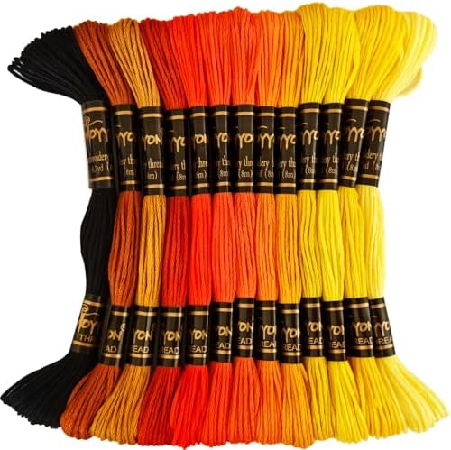 13 Skeins Embroidery Thread, 12 Colors Embroidery Floss Set, Cross-Stitch Threads for Hand Embroidery, String Art（Orange Yellow Series）