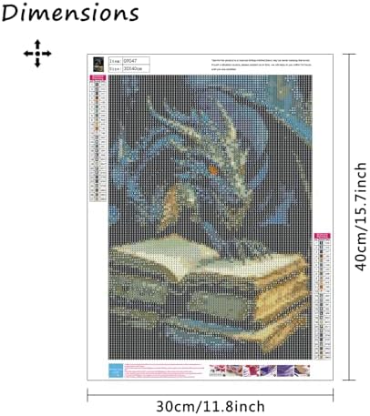 MBNTJHT DIY Dragon Diamond Painting Kits for Adults,5D Full Round Drill Diamond Art Kits for Adults Beginners,Black Dragon and Books Painting by Diamonds Kit Crafts for Home Decor Gifts 12X16 Inch.