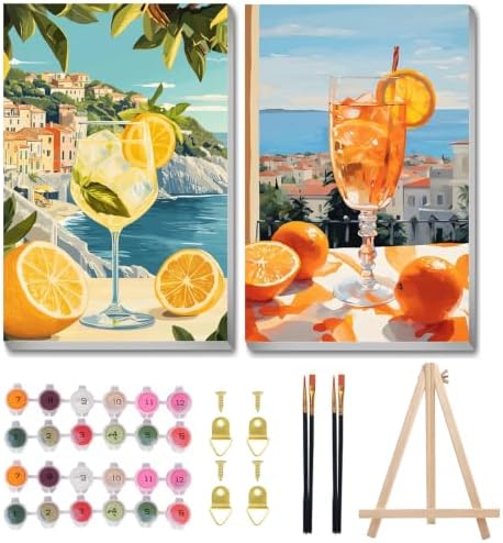 Cocktail Paint by Numbers with Frame, Paint by Numbers for Adults 8x12 Inch