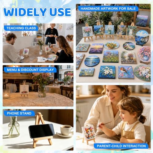 ESRICH 24 Pack Mini Canvas with Easel Set, 4x4” Small Canvases for Painting