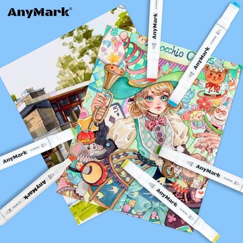 AnyMark 100 Colors Alcohol Markers Chisel & Fine Dual Tip