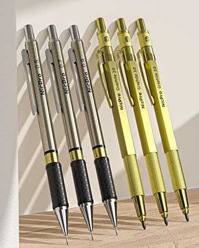 Nicpro 30PCS Art Mechanical Pencils Set in Leather Case-Gold