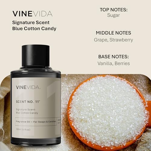 VINEVIDA [4oz] Blue Cotton Candy Fragrance Oil - USA Scents for Candle & Soap Making