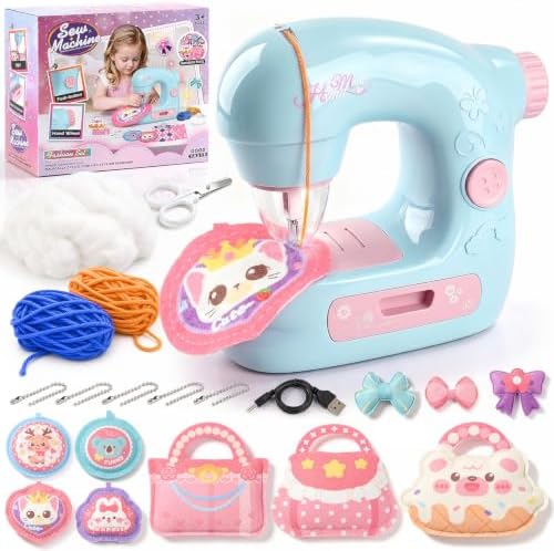 WeeHomm Kids Sewing Machine Toy Beginners Kit, Craft Gift for Girls 4-12
