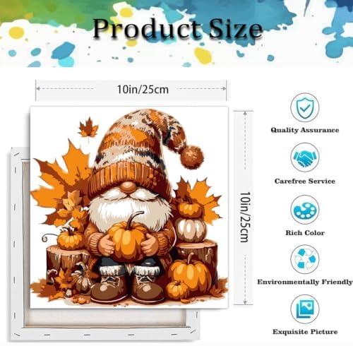 Fall Paint by Numbers Kit for Adults,Gnome DIY Paint by Number With Frame