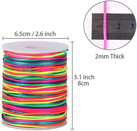 Tenn Well Satin Rattail Cord, 295 Feet 2mm Colorful Nylon String for Macrame Bracelets, Necklaces, Jewelry Making, Beading, Arts and Crafts, String Games