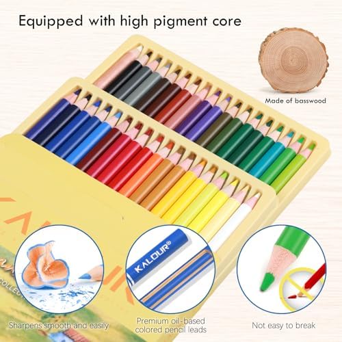 KALOUR PDAS 36-piece Yellow Landscape Colored Pencil Set, Pre-sharpened Wooden Colored Pencils for Adults Artists Beginners Coloring Books Drawing & Sketching