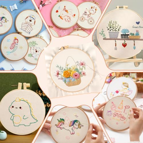 10 PCS Beige Natural Cotton Embroidery Fabric Cloth (5.9 × 5.9 Inch)