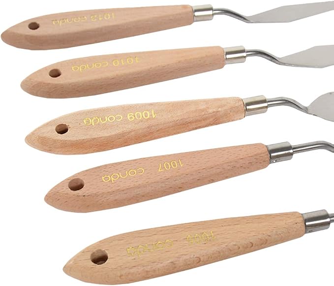 CONDA 11 Piece Stainless Steel Spatula Palette Knife Professional Palette Knife Painting Wood Handle