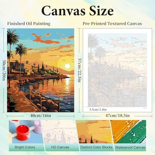 Paint by Numbers Kit for Adults, Sunset DIY Painting Kit, 16x20 Inch