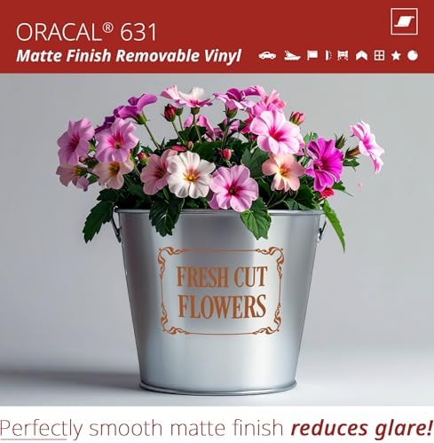 ORACAL 631 Matte Clay Brown Vinyl Durable Roll Easy to Weed Permanent Adhesive Craft Vinyl for Plotting Machines, Decals & DIY Projects 12” x 10ft